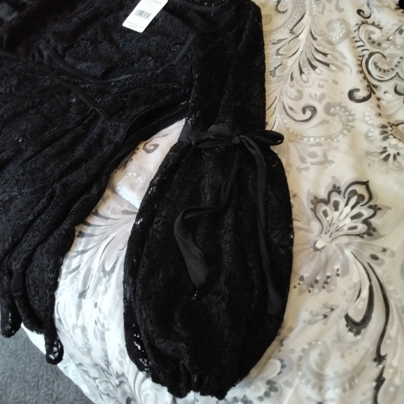 🎉 Host Pick 🎉 NWT Free People Black Lace Long Sleeve Dress - M - Picture 14 of 15